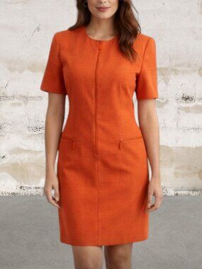 Kasper A.S.L Women's Vintage Orange Sheath Dress Size 10P